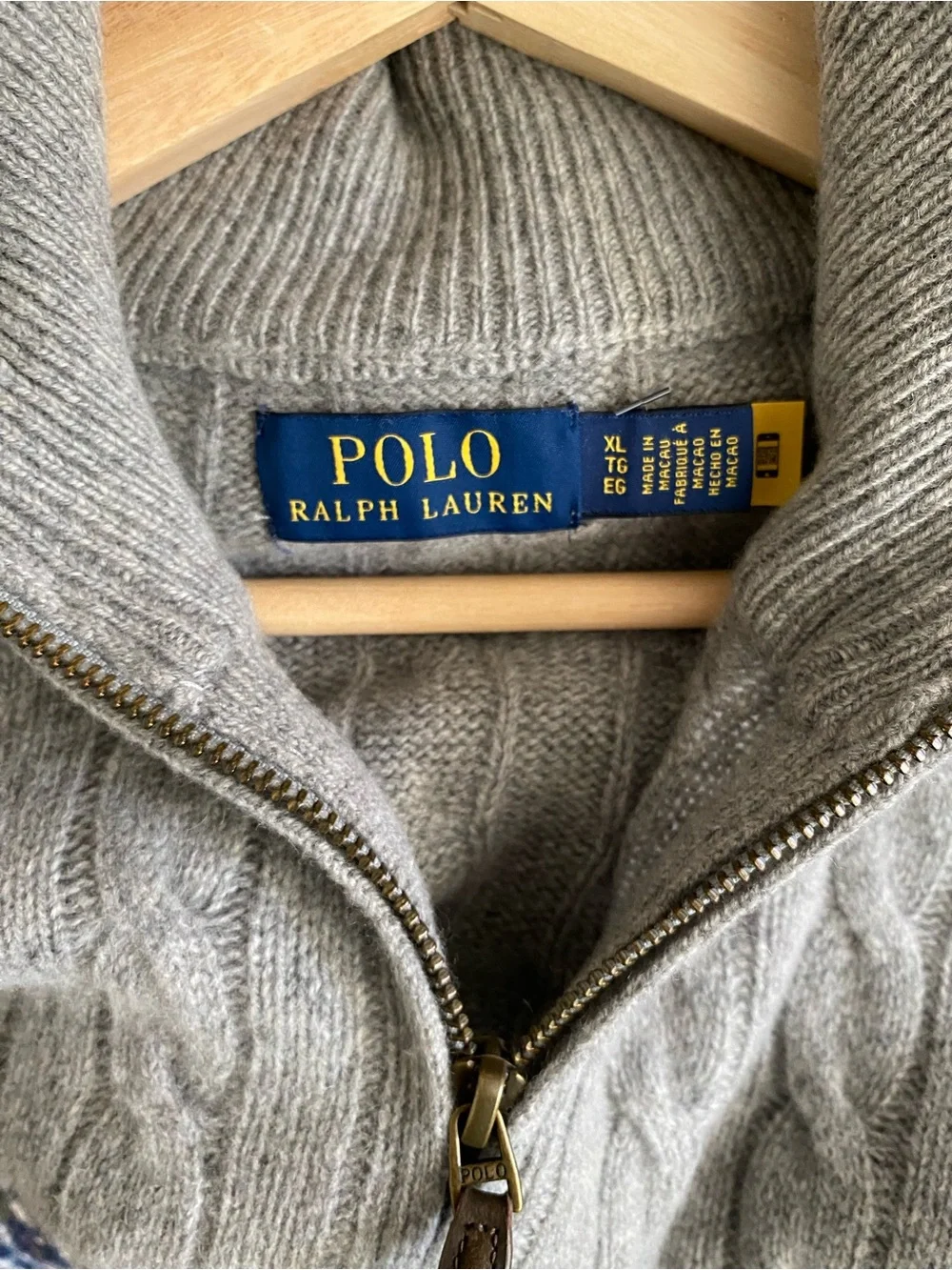 POLO RALP LAUREN WOOL CASHMERE BLEND CABLE KNIT SWEATER MENS SZ XL